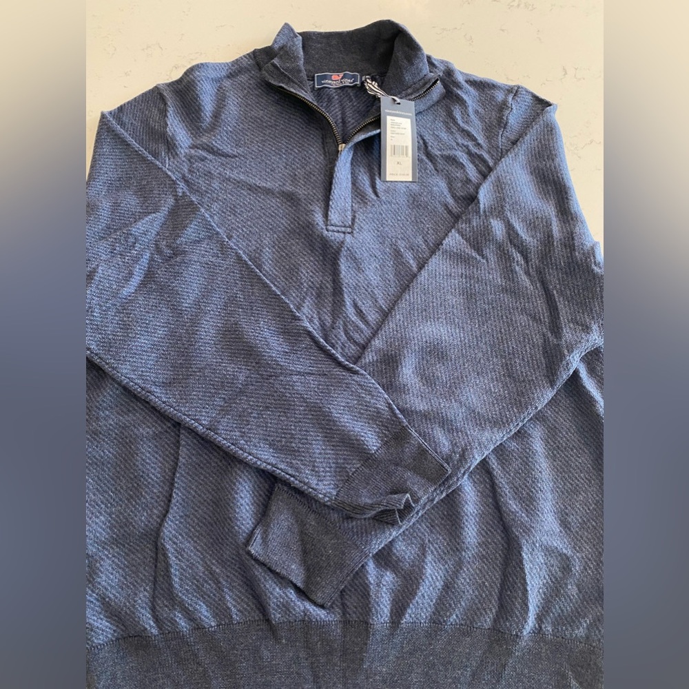 Vineyard Vines Men’s Twill Line 1/2 Zip in Navy